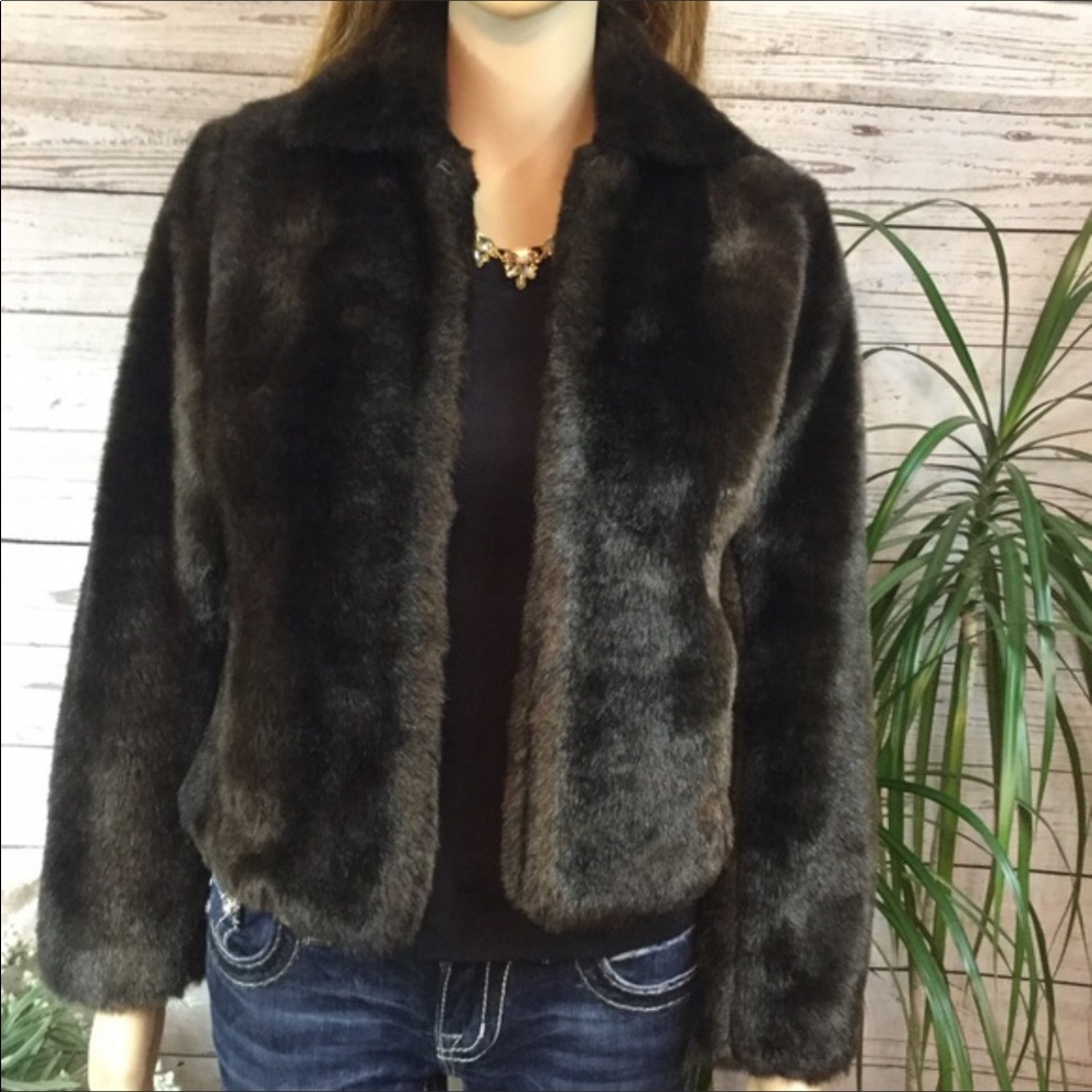FAUX MINK DARK BROWN BEAUTIFUL ANN TAYLOR - Picture 2 of 15